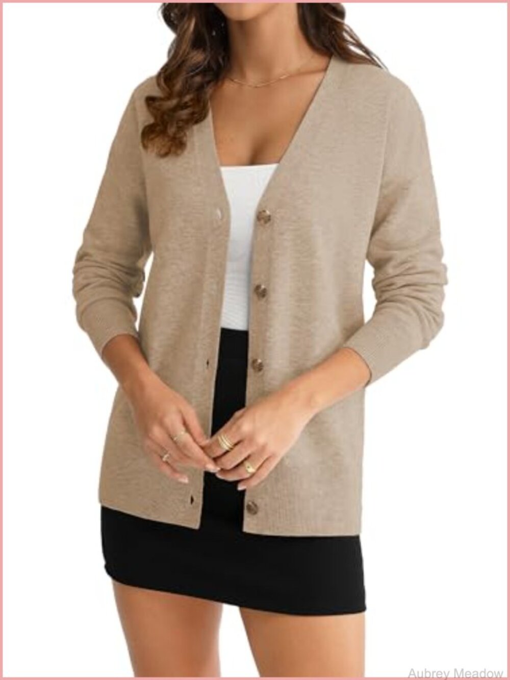 Women Cardigan Sweater V Neck Long Sleeve Midweight Knit Button Front